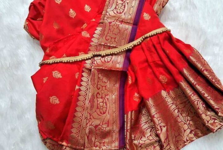 Furvilla Red Traditional Saree Front