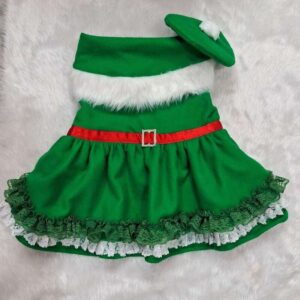 Furvilla Christmas Theme Green Dress with Beret Cap
