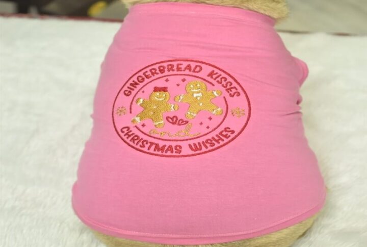 Furvilla Pink Xmas Theme Text Embroidered Dog Tshirts