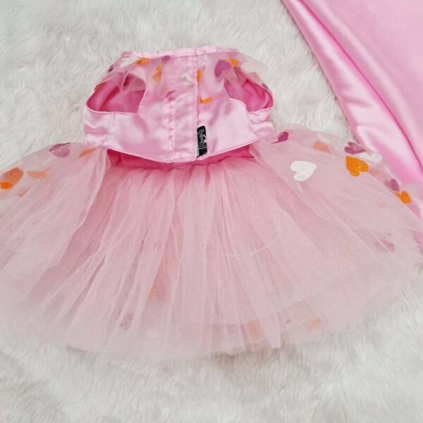 Furvilla Pink Dress with Multicolored Hearts Back