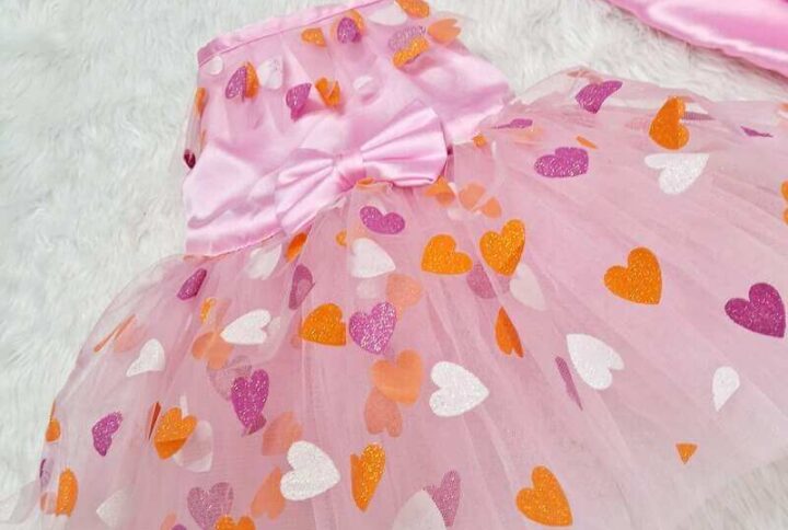 Furvilla Pink Dress with Multicolored Hearts Front