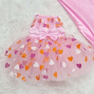Furvilla Pink Dress with Multicolored Hearts Front Upclose