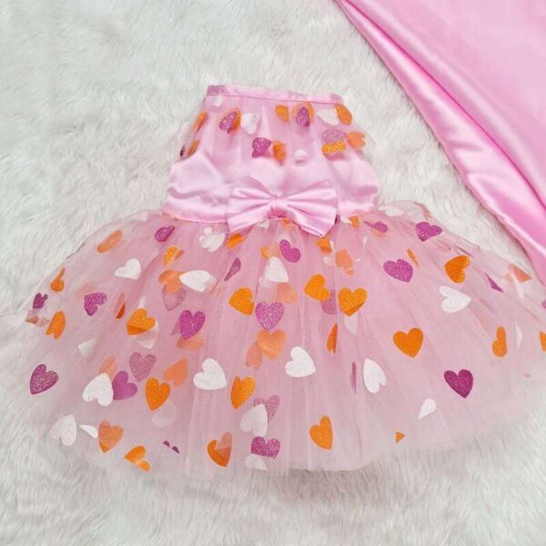 Furvilla Pink Dress with Multicolored Hearts Front Upclose