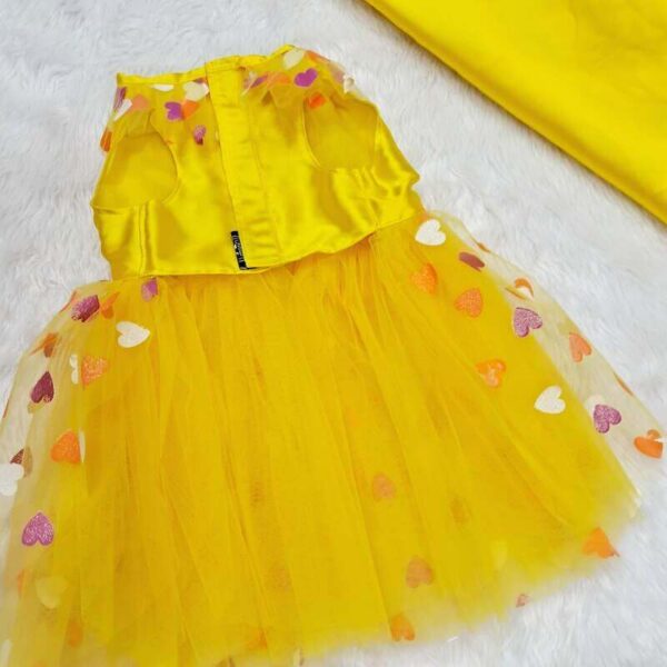 Furvilla Yellow Dress with Multicolored Hearts Back