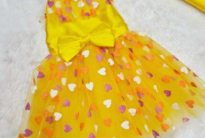 Furvilla Yellow Dress with Multicolored Hearts Front