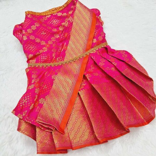 Furvilla Ethnic Pink Pattu Saree Back 1