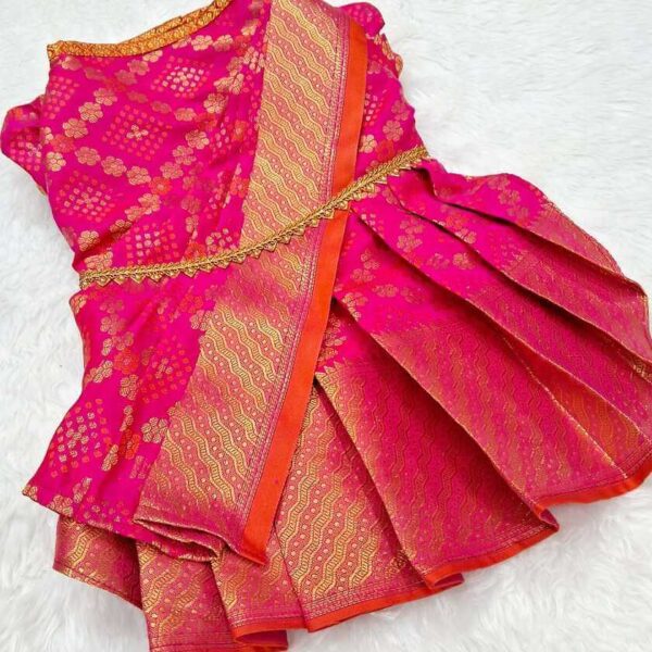 Furvilla Ethnic Pink Pattu Saree Back