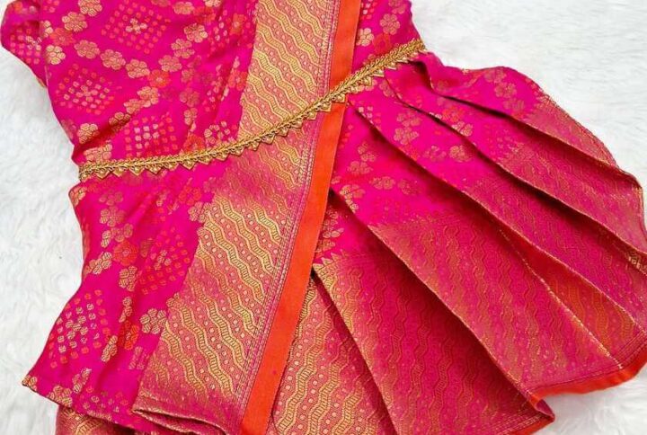 Furvilla Ethnic Pink Pattu Saree Back