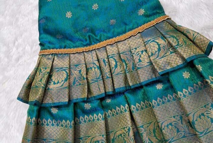 Furvilla Green Ethnic Pattu Dress Back