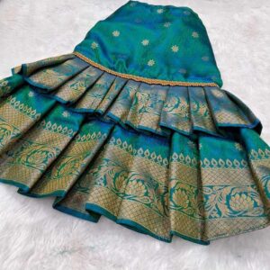 Furvilla Green Ethnic Pattu Festive Outfits for Dogs Back 1