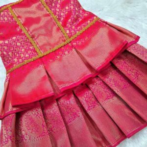 Furvilla Pink Ethnic Pattu Dress Back