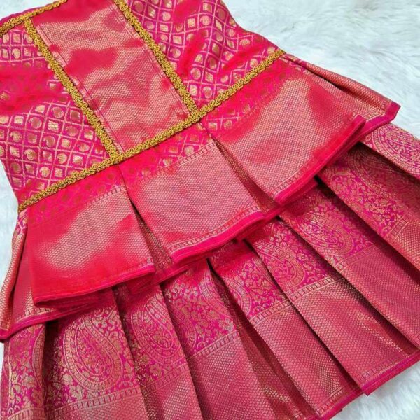 Furvilla Pink Ethnic Pattu Dress Back