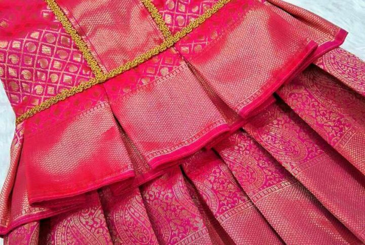 Furvilla Pink Ethnic Pattu Dress Back