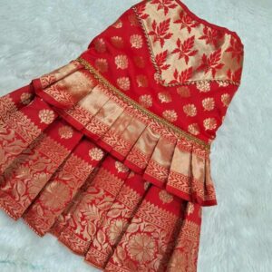 Furvilla Red Ethnic Pattu Dress Back
