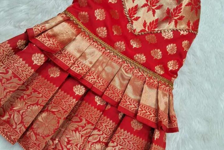 Furvilla Red Ethnic Pattu Dress Back
