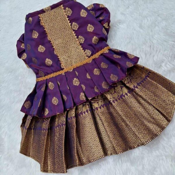 Furvilla Wine Color Ethnic Pattu Dress Back Left