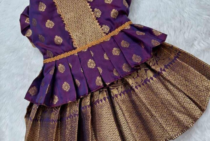 Furvilla Wine Color Ethnic Pattu Dress Back Left