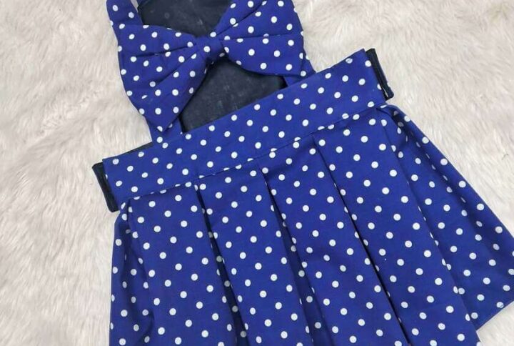 Furvilla Blue with White Polka Dot Backless Dress Back