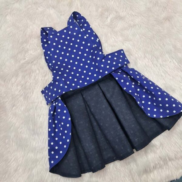 Furvilla Blue with White Polka Dot Backless Dress Front