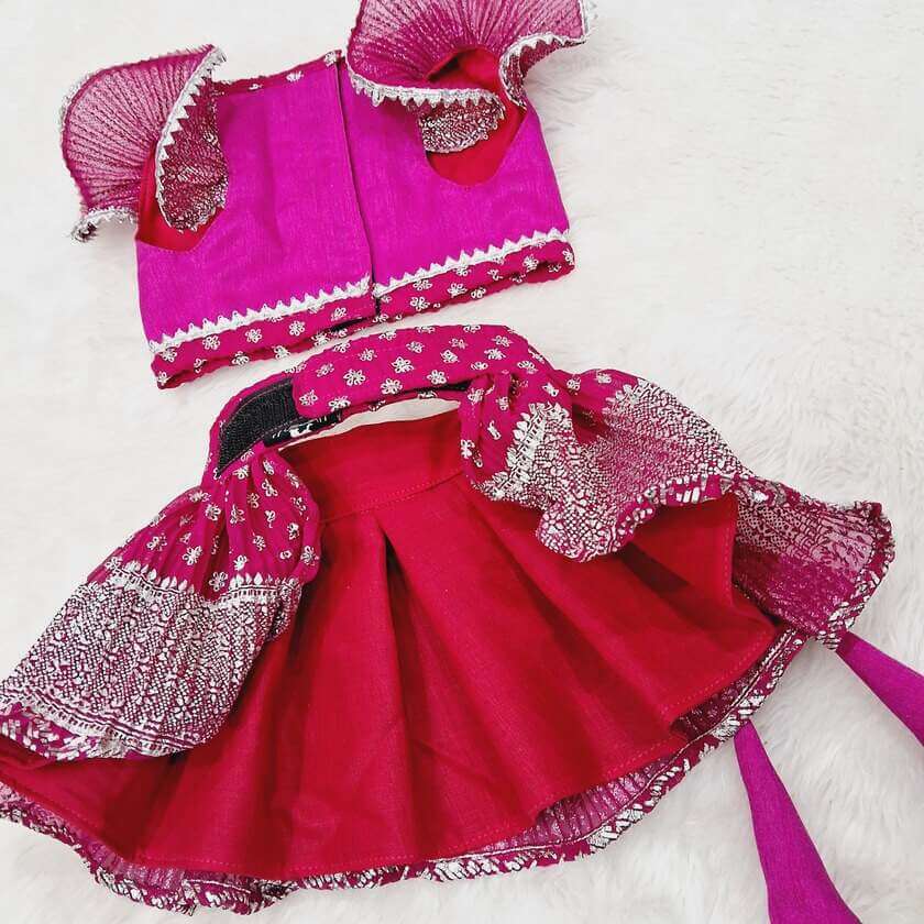 Furvilla Special Occasion Pink Pleated Lehenga Choli Front