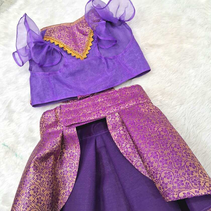 Furvilla Stylish Lavender Brocade Lehenga Choli Front