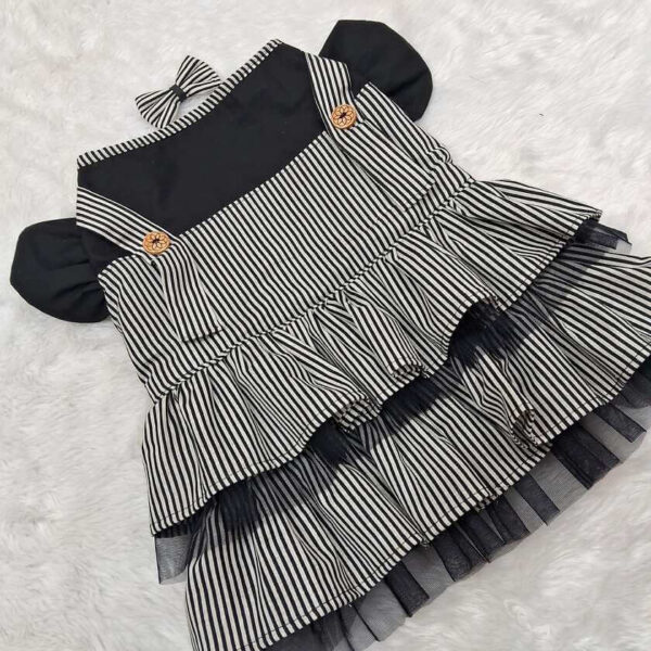 Furvilla Black White Striped Casual Dress Back 2