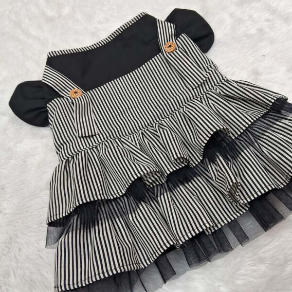 Furvilla Black White Striped Casual Dress Back 3