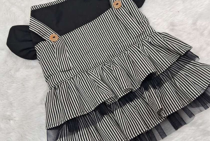 Furvilla Black White Striped Casual Dress Back