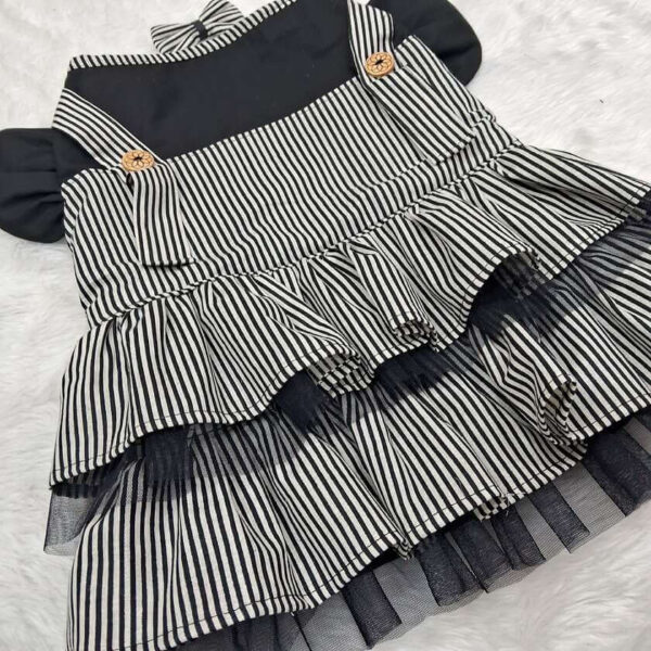 Furvilla Black White Striped Casual Dress Back Upclose