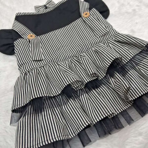 Furvilla Black White Striped Casual Dress Back Upclose 1 1