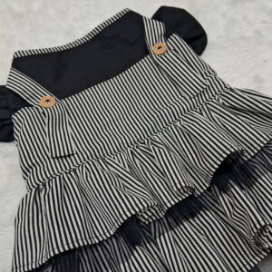 Furvilla Black White Striped Casual Dress Back Upclose 1 2