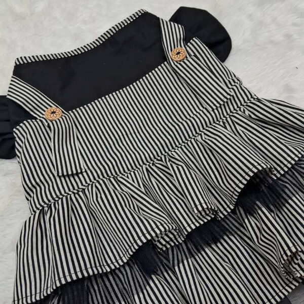 Furvilla Black White Striped Casual Dress Back Upclose 1