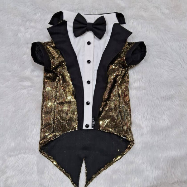 Furvilla Gold Color Sequin Tuxedo Front