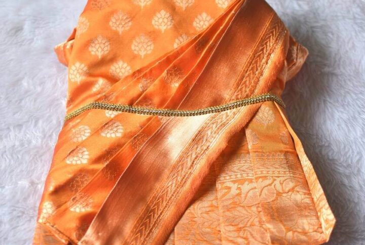 Furvilla Mustard Yellow Ethnic Pattu Saree Back