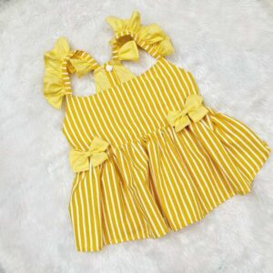 Furvilla Yellow White Striped Casual Dress Back