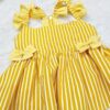 Furvilla Yellow White Striped Casual Dress Back Upclose