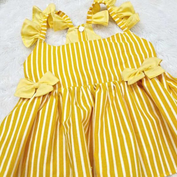 Furvilla Yellow White Striped Casual Dress Back Upclose