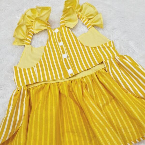 Furvilla Yellow White Striped Casual Dress Front