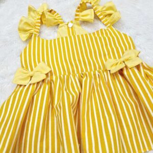Furvilla Yellow White Stripes Dress Back Upclose