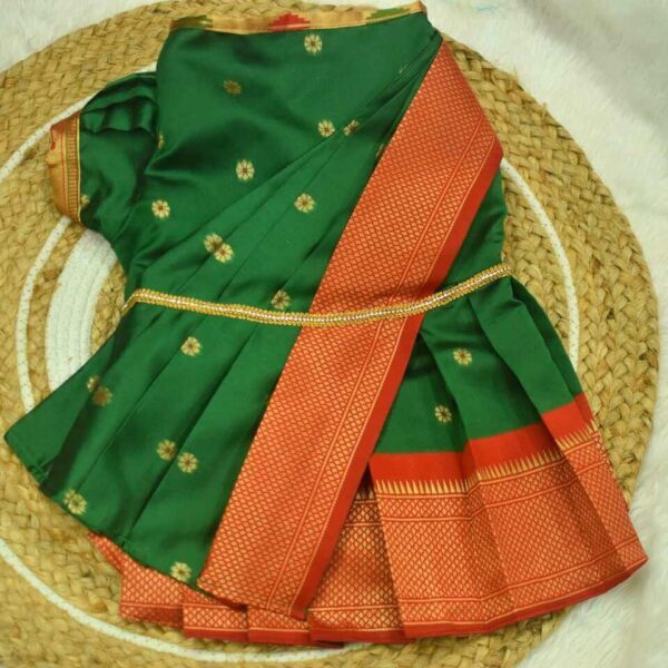 Furvilla Green Red Ethnic Paithani Saree Back New