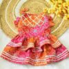 Furvilla Orange Pink Color Bandhani Cotton Dress Back 1