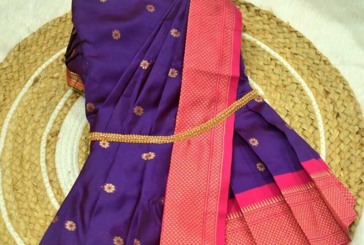 Furvilla Purple Pink Ethnic Paithani Saree Back New