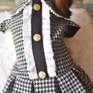 Furvilla Black White Houndstooth Dog Winter Wear Back Upclose