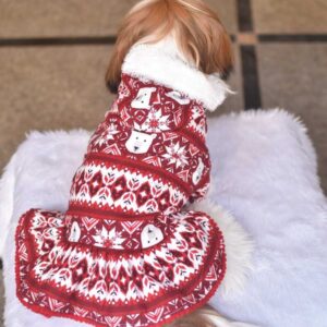 Furvilla Red Flannel Pet Xmas Hoodie Dress Model Back