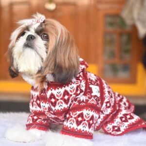 Furvilla Red Flannel Xmas Hoodie Dress Side Model 1