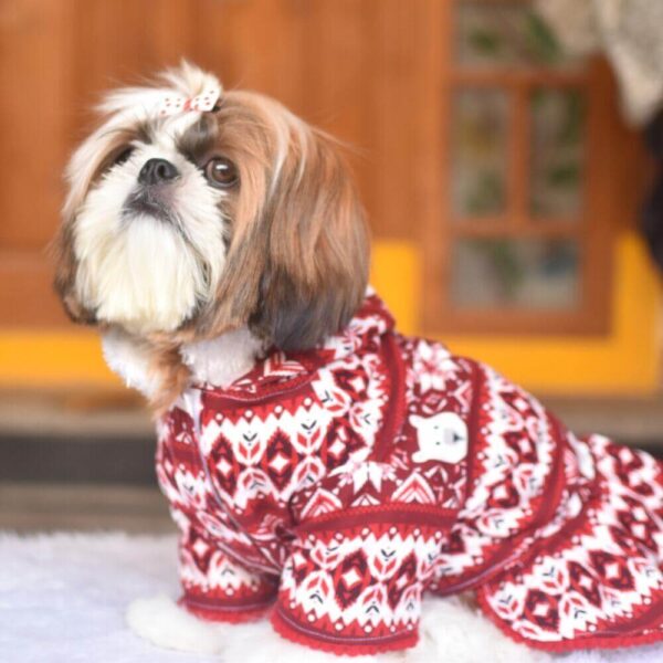 Furvilla Red Flannel Xmas Hoodie Dress Side Model