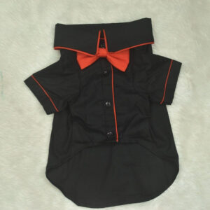 Furvilla Black Red Plain Cat Cotton Shirt Front 1