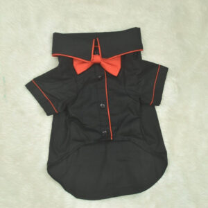 Furvilla Black Red Plain Cotton Shirt Front