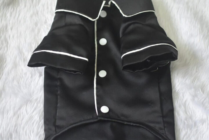 Furvilla Black White Plain Satin Shirt Front