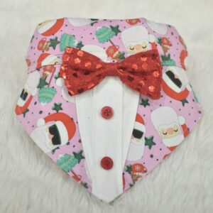 Furvilla Santa Theme Christmas Tuxedo Bandana with attached Collar Adjuster